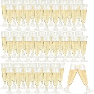 Sektgläser 50er 150ml Plastik BPAfrei Stapelbar 50stk-goldrosa