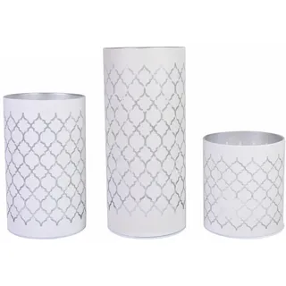 3er Set Teelicht aus weißem Glas Mikro-LED Batterie Timer Tischdeko Flammenlos