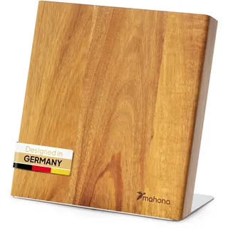 Messerblock Magnetisch Ohne Messer aus Akazienholz – Magnet-Messerhalter Universal Unbestückt Holz – Edler Holzblock als Küchen-Organizer Utensilienhalter Aufbewahrung – Knife Holder Block | mahona