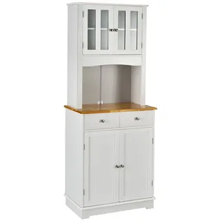 COSTWAY Küchenbuffet Küchenschrank Vitrinenschrank mit Schubladen, weiß, 170cm weiß