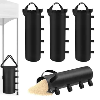 4 Stück Pavillon Sandsäcke, 800D Oxford Verstärktes, Sandsäcke zum Beschweren, Pavillon Zubehör, für Pavillon, Garten, Strand, Zelt 50 x 15cm (Schwarz)