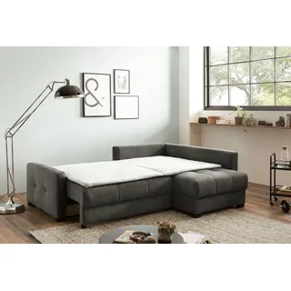 Ecksofa EXXPO - SOFA FASHION "Chester, Boxspring Federkern-Polsterung für bequemeren Sitzkomfort", grau, B:241cm H:92cm T:182cm, Sofas, L-Form, schmale Armlehnen, Bettfunktion u. Bettkasten