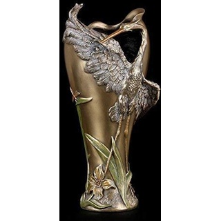 Jugendstil Vase mit Reiher - Veronese Art Nouveau Vogel bronziert Figur Deko
