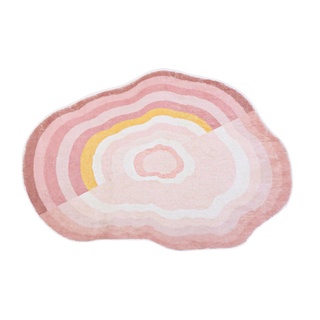 NEOFEN Ovaler Regenbogen-Jahresring-Kaschmir-Teppich, personalisierter Teppich, unregelmäßiger runder Teppich, Kinderzimmer-Schlafzimmer-Teppich