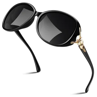 Fivejoy Sonnenbrille Sonnenbrill Damen Polarisiert Trendy Groß Übergroße Klassische Vintage (1-St) Oversize Sonnenbrille Frauen mit 100% UV400 Schutz schwarz
