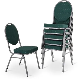 MACOShopde by MACO Möbel Raburg Stapelstuhl 6er-Set – Bankettstuhl gepolstert & stapelbar, bis 150 kg belastbar, robuster Stahlrahmen – Gastronomie, Hotel, Konferenz & Events | Vienna Silber/Grün