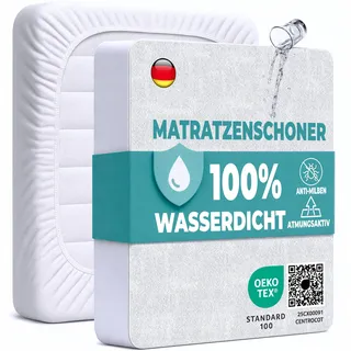 Matratzenschoner 160x200 cm wasserdichte Matratzenauflage Spannbettlaken Nässeschutz aus Baumwolle und Mikrofaser Inkontinenzunterlage Matratzenbezüg Atmungsaktiv für Bett und Matratze Waschbar