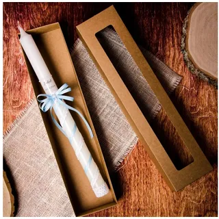 Festivalartikel Rustic-Kerze Boho Taufkerze personalisiert mit Box & Tropfschutz SC-5B (1-tlg)