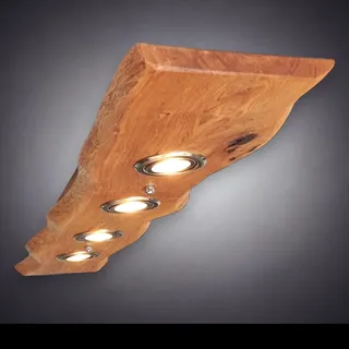 FRIESENLICHT LOKI Deckenlampe Holz mit Baumkante Dunkel geölt rustikal Led Vintage Set Leuchte Wildeiche Massiv GU10 Dimmbar ohne Dimmer Austauschbar (80 cm/ 3 Spots)