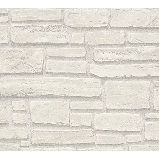 A.S. Création Vliestapete Best of Wood`n Stone 10,05 m x 0,53 m 300 g Grau/Weiß 662316