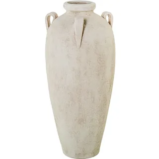 DRW Bodenvase aus Keramik mit 3 Griffen, sandbeige, 26 x 26 x 60 cm