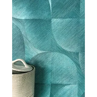 Newroom Vliestapete Marick Blue Tapete Mustertapete Muster,Linien,Verlauf, Blau Tapete Modern Muster - Mustertapete Retro Petrol Türkis Geometrisch Grafisch Linien Verlauf für Wohnzimmer Schlafzimmer Küche, Retro blau