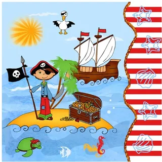 PAPSTAR 81975 Motivservietten Pirate Island, 330 x 330 mm