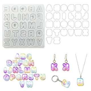 FineInno Epoxidharz Formen, Buchstabe Silikonformen Gießformen Treibsand Resin DIY Harz Formen Schmuck Anhänger Dekoration Basteln
