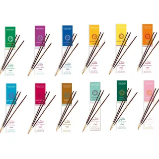 Farfalla Premium Bio Räucherstäbchen aus Tibet 12 Packungen je 10 Stück Natürliche Inhaltsstoffe Handgerollte Räucherwerke Faircense Incense Raumduft Indische Tratdition mit Bambusstab