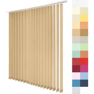 Lamellenvorhang nach Maß, Vertikal Lamellen Jalousien auf Maß vertikal Lamellen Maßanfertigung Vertikaljalousie Schiebevorhang ohne Deckenschiene (Karamellbraun, Höhe: 260cm x Breite: 125cm)