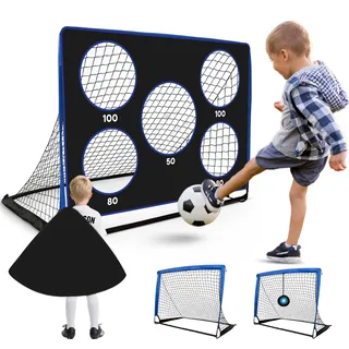 Bnlei 3 in 1 Fussballtore für Garten Kinder, Mini Faltbares Fußballtor Kinder Trainingszubehör, Kleine Fussball Tor mit Torwand, Fußball Tor Trainingsset Tore Gate für Indoor & Outdoor