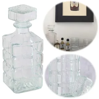 LS-LebenStil Glaskaraffe Kristall 900ml Whisky Karaffe ideal als Dekanter für Cognac,Gin, Rum, Schnaps, Likör oder auch einen guten Wein