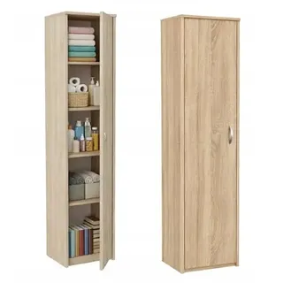 BDW - Schmaler Schrank - Kleiderschrank 50 cm breit, 180,5 cm hoch - Aufbewahrungsschrank 1 Türig, Allzweckschrank für Schlafzimmer, Flur, Kinderzimmer, Jugendzimmer - LOLA Eiche Sonoma