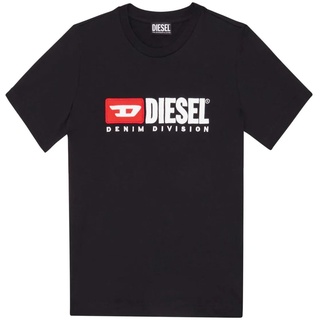 DIESEL Herren T-Shirt - T-DIEGOR-DIV HEMD, Baumwolle, Rundhals, Logo, kurz, einfarbig Schwarz S
