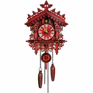 TaNeHaKi Kuckucksuhr Vintage Kuckuckswanduhr Antik Wanduhr Kuckucksuhr Hausform Kuckucks Uhr Retro Wanduhr Holz Kuckucksuhr Pendeluhr (Batterie Nicht enthalten)
