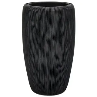 Flingora Bodenvase Paola, mit Einsatz - Indoor & Outdoor - Rillenstruktur Anthrazit - Höhe 51 cm schwarz Ø 32 cm x 51 cm