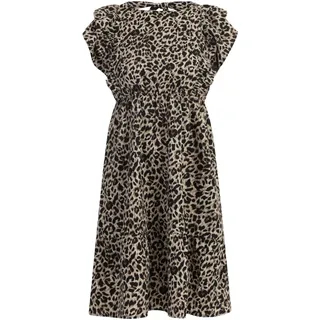faina Damen Midikleid Mit Leoprint in Beige Leo | Gr.: S