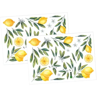 TOYANDONA 2 Blätter Dekorative Tapete Mit Früchten Zitronen-wandtattoo -tapete Wandtattoo Zitrone Frühling s Obst Wandaufkleber Für Schränke Pvc Fensteraufkleber Frisch