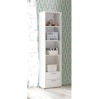 möbelando Regal Christian, Elegantes Babyzimmer Standregal mit viel Stauraum - stilvoll & ausdrucksstark in weiß - 48 x 191 x 34 cm (B/H/T)