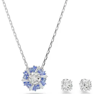 Swarovski Kette mit Anhänger Swarovski Halskette & Ohrstecker Idyllia Set 5685437 rhodiniert, Blau silberfarben