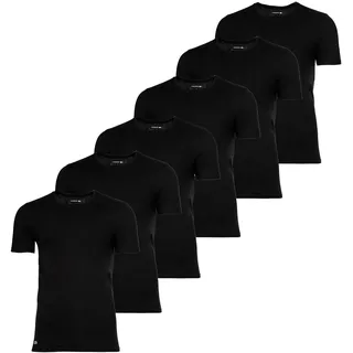 LACOSTE Herren T-Shirts, 6er Pack - Essentials, Rundhals, Slim Fit, Baumwolle, einfarbig Schwarz / 2XL