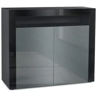 Vladon Valencia 108 x 92 x 40 cm Schwarz matt/Grau Hochglanz