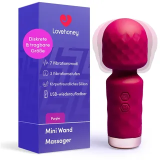Lovehoney Mini Wand Vibrator, Kompaktes Sexspielzeug für Frauen, Lila | Vibrations Massager mit 10 Modi, wasserdicht und wiederaufladbar mit bis zu 2h Nutzungsdauer
