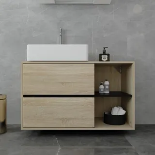ML-Design Waschbeckenunterschrank Hängend Braun-Schwarz 100x60x45,5 cm,
