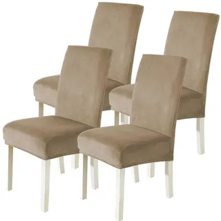 Stuhlhussen Samt 4er Set, Stretch Stuhlbezug Für Hochlehner & Schwingstühle, Waschbar