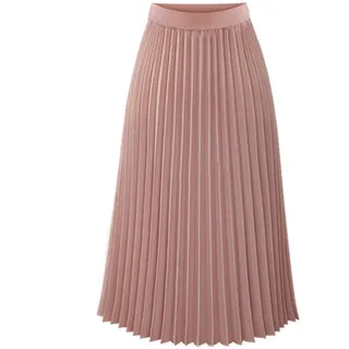 Rock Damen Sommer Faltenrock Damen Lang Plisseerock Elegant Elastisch Chiffon Rock Midi Sommerrock High Waist Strandrock