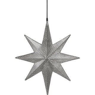 Weihnachtsstern aus Metall mit Löchern silber von PR Home Capella 47x40x9,5cm E14 3,5m Textil Kabel