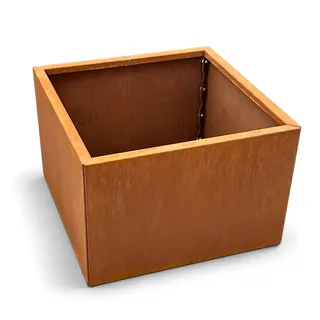 Czaja Cortenstahl Pflanzkübel 60x60x40 cm Fiorella mit Bodenplatte - Made in Germany - Rost Deko Blumenkübel quadratisch – wetterfest & langlebig – Garten Terrasse Balkon – Edelrost Pflanzgefäß