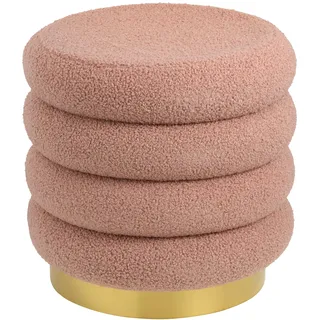 Baroni Home Sitzhocker aus Sherpa, aus Macaron-Form gepolsterter Fußhocker, strapazierfähig und langlebig, für Innenbereich, Schlafzimmer und Wohnzimmer Zubehör, 41x38x38 cm,