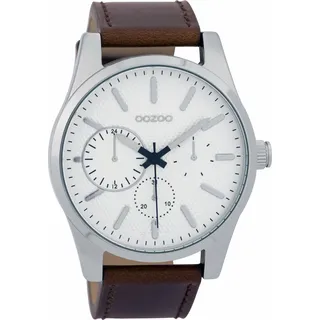 Oozoo Herren Armbanduhr Lederband cognac/white  Ø45mm 9616 neu