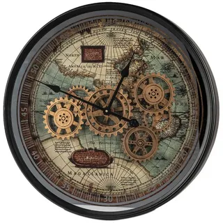 formano Wanduhr Weltkarte (drehende Zahnräder, Mehrfarbig, Weltkarte, H: 8cm)
