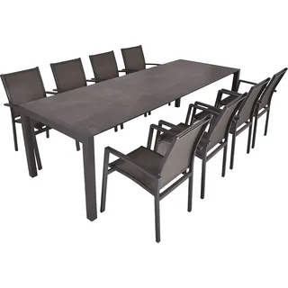 Garden Pleasure »SOPHIA«, (9 tlg., 1x Ausziehtisch, 8x Stapelstuhl), Ausziehbarer Tisch, Stühle stapelbar, geeignet für 8 Personen
