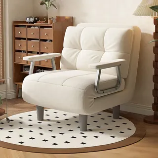 Fabulcozy Schlafsessel 3 in 1 Mit Bettfunktion, Verstellbarer Rückenlehne 5 Winkel, Einzelsofa Mit Armlehnen, Klappsofa Futon Couch, Gästebett für Wohnzimmer, Schlafzimmer