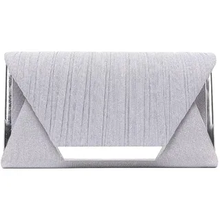 CORIOS Damen Envelope Abendtasche Pailletten Clutch Tasche Glänzend Hochzeit Brautbörse Elegante Schultertasche Kette Umhängetasche Glitzer Henkeltasche Silber