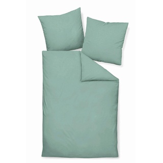 Janine Bettwäsche Piano, Grün, Salbeigrün, Textil, Uni, 135 cm, Textiles Vertrauen - Oeko-Tex®, Oeko-Tex® Made IN Green, bügelfrei, pflegeleicht, atmungsaktiv, hautfreundlich, saugfähig, schadstoffgeprüft, Schlaftextilien, Bettwäsche, Bettwäsche, Seersucker-Bettwäsche
