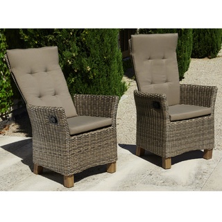 MERXX Sessel »Toskana«, BxTxH: 59  x 65,5  x 110  cm, Aluminium/ Akazienholz/ Kunststoffgeflecht - beige