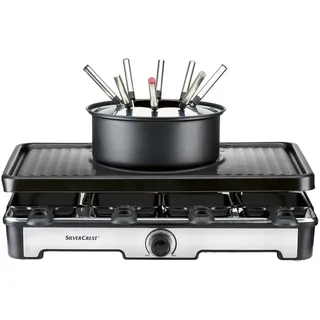 SilverCrest Fondue Raclette Grill Kombination bis 1.400 W Grillplatte 42x23cm