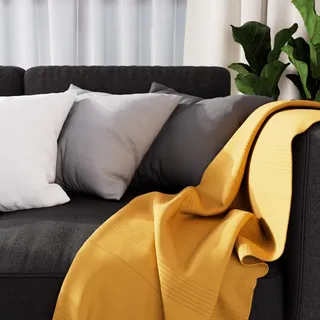 Soleil d'ocre, Adele Plaid, jeté de Fauteuil, Baumwolle, Gelb, 140x200 cm