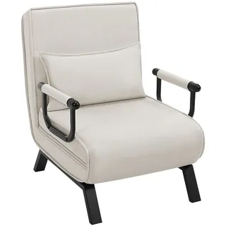 WOLTU Schlafsessel 3 in 1 mit bettfunktion, Gästebettfür, Schlafsofa mit Bettfunktion, Verstellbarer Rückenlehne, Wohnzimmer, Schlafzimmer, Balkon, Metallrahmen Leinen, 65 x 75 x 78cm, Beige