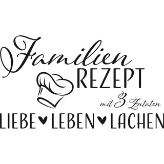 GRAZDesign Wandtattoo Wohnzimmer Familie Familienrezept mit 3 Zutaten, Lustig Sprüche Flur, Küche, Wandaufkleber selbstklebend, Wandsticker modern, 88x50cm, 070 schwarz